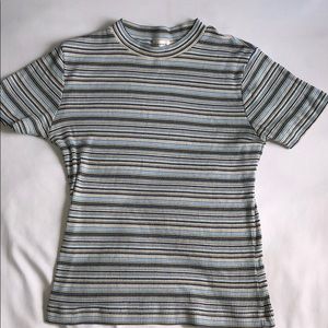 mock neck striped shirt